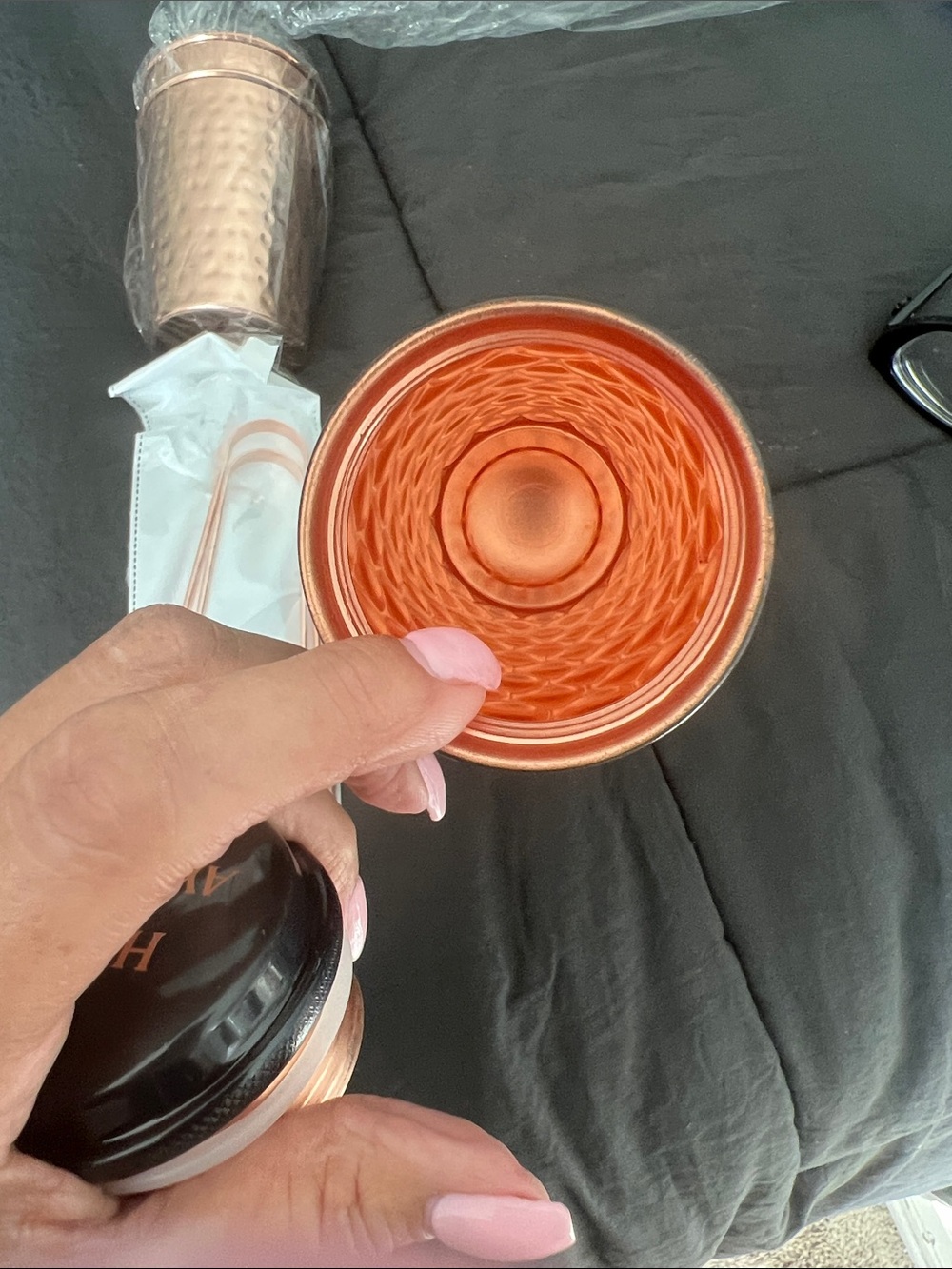 Copper-Tone Hammered Water Bottle and Accessories - Home Accents - Picture 3 of 4